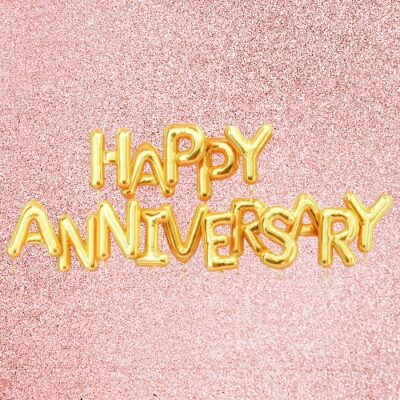 Happy Anniversary Letter Gold Color Foil Banner (Yash-747 Gold)