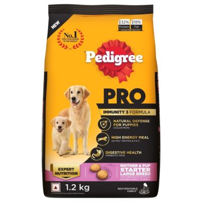 Pedigree PRO Mother & Pup Starter Large Breed, 1.2 kg Dry Dog Food, Vet Trusted Brand, Expert Nutrition, Quality Protein, 33% More Nutrients (3-12 Weeks)