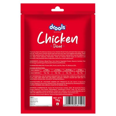 Drools Chicken Diced Dog Treats,70 Gm Pack | Rich in Protein, No Artificial Preservatives | Best for Training & Bonding | for Puppy & Adult | Formulated in USA | Premium Treats