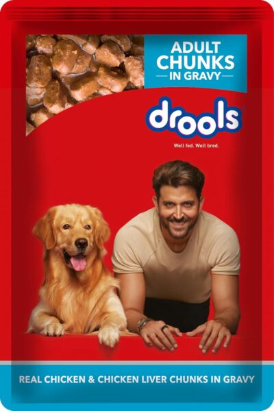 Drools Adult Wet Dog Food, Real Chicken and Chicken Liver Chunks in Gravy,10 Pouches + 2 Pouches Free (12 x 60g)