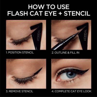 Loreal Paris Makeup Infallible Flash Cat Eye Waterproof Liquid Eyeliner, Black, 0.44 oz.