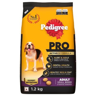 Pedigree PRO Adult Small Breed, 3 kg Dry Dog Food, Vet Trusted Brand, Expert Nutrition, Quality Protein, 33% More Nutrients (9 Months Onwards)