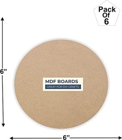 6 Piece 6 x 6 Inch Round MDF Boards for Art and Craft, Wood Round MDF Sheets for Craft Work, DIY MDF Cutouts