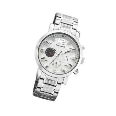 Fastrack Men Fastfit Quartz Multifunction White Dial Stainless Steel Strap Watch for Guys - NT3227SM02