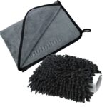 Microfiber Car Cleaning Cloth and Wash Mitt Kit - Includes Super Soft 600 GSM Extra Large (40x60 CM) Microfiber Cloth for Car and Dual Sided Chenille Microfiber Wash Mitt 1700 GSM