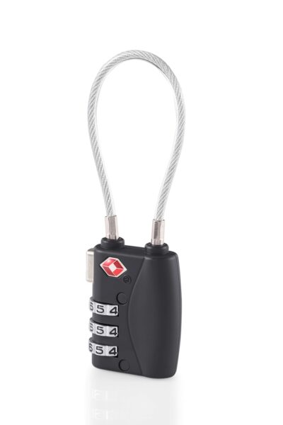Samsonite TSA Approved 3-Dial Combination Metal Lock, Cable Lock for Luaggage/Backpack, Featuring a TSA-Approved, Stylish | Design & Durable, Black