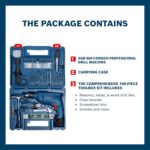 BOSCH GSB 600 Corded Electric Impact Drill, 100Pcs Accessory Set | 600 W Motor | Speed of 3000 RPM | Rated Torque of 1.4 Nm | Impact rate of 48000 BPM | Double Insulation | 1 Year Warranty