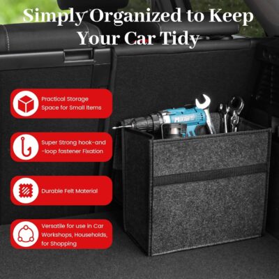 Trunk Boot Organizer, Car Storage and Organizer Anti Slip Car Accessories Organizer for Car, Suv, Sedan, Truck, Minivan Anti Slip Bottom (Small)