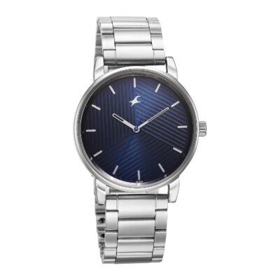 Fastrack Men Stunners Quartz Analog Blue Dial Silver Metal Strap Watch for Guys - 3278SM03