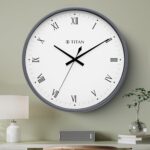 Titan Plastic Classic Grey Wall Clock with Silent Sweep Technology - 29.5 Cm X 29.5 Cm (Medium), Analog