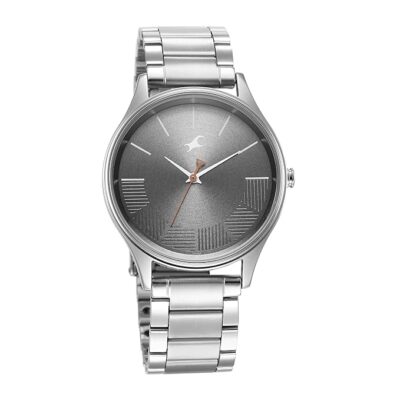 Fastrack Men Stunners Quartz Analog Grey Dial Silver Metal Strap Watch for Guys - NT3291SM01