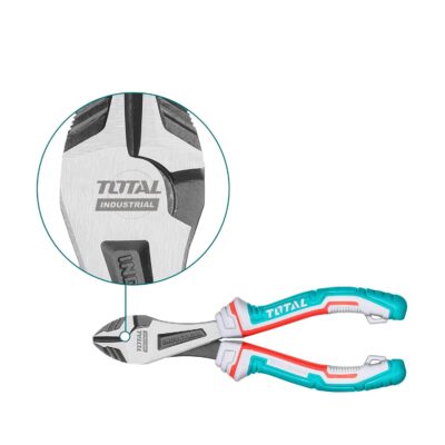 Total High leverage heavy-duty diagonal cutting pliers, 7"/180mm, 30% More Efficient than normal pliers, Chrome Vanadium (Cr-V) High Durability THT27716S