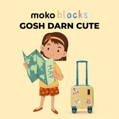 Mokobara The Moko Blocks Unbreakable Polycarbonate Extra Light Weight Kids Luggage | Hard Trolley Suitcase for Kids (38 cms (3-8 Years), Sunshine)