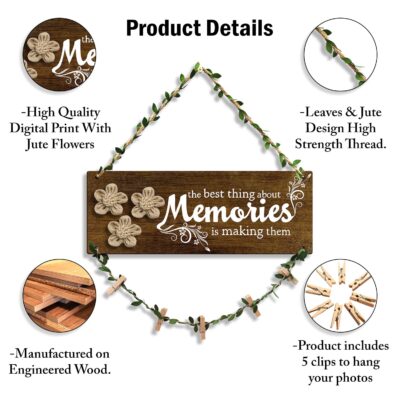 Sehaz Artworks Hanging Photo Frames with Clips & Rope | Wall Decoration for Living Room, Bedroom & Kids Room | Unique Home Décor & Gift Item