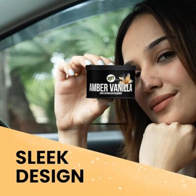 Car Air Freshener Gel, (Amber Vanilla Fragrance), Long Lasting Scent For Refreshing Drive, Car Freshener Perfume, Car Interior Accessories And Strong Fiber Perfume, Lasts Up To 60 Days