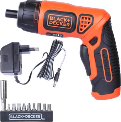 BLACK+DECKER KC3610 3.6V 200RPM Cordless Screwdriver Set Ni-Cd (Nickel-Cadmium) with LED Worklight, 10-pieces Screw Bits Set & Adjustable Torque for Home & DIY Use, 1 Year Warranty, ORANGE & BLACK
