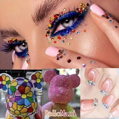 Rhinestone Multicolour Embellishments for Craft | Flat Back Resin Kundan Stones for Jewellery, Embroidery, Clothes & DIY Projects (Multicolor 1)