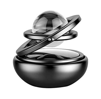 Metal Body Solar Powered Rotating Black Solar Crystal Car Air Freshener Car Dashboard Accessory For Car Interior Decoration For All Cars (Aerosol, Pack Of 1)