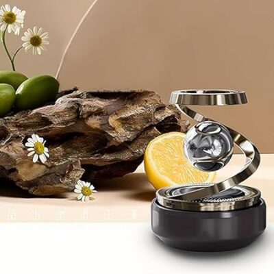 Solar Car Air Freshener | Rotating Dashboard Perfume Diffuser | Solar-Powered Auto Air Purifier | Refillable Aromatherapy Fragrance for Car Interior | Stylish