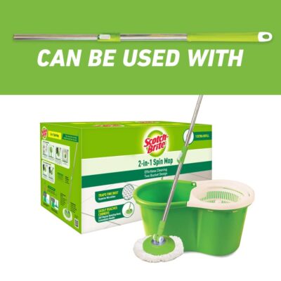 Scotch-Brite Plastic Spin Mop Handle with Head & Refill | Compatible with 2-in-1 Twin Bucket Spin Mop