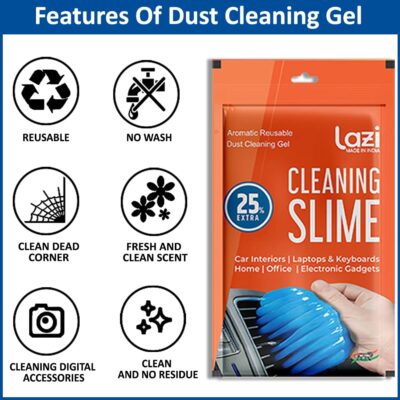 Multipurpose Car AC Vent Interior Dust Cleaning Gel Jelly Detailing Putty Cleaner Kit Universal Car Interior, Keyboard, PC, Laptop, Electronic Gadget Cleaning Kit (Pack of 1-100gm)