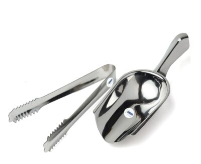 Steelish Stainless Steel Ice Scoop & Ice Tong Set | Multi-Purpose Kitchen & Bar Tool for Ice, Popcorn & BBQ | Durable Serving Tong & Food Scoop