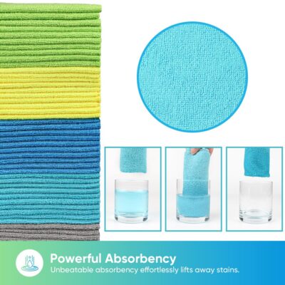 Showstopper Microfiber Cleaning Cloths 100 Pack,Highly Absorbent Cleaning Towels,Lint Free & Scratch-Free Cleaning Rags for House,Kitchen & Car,Multi-Color Microfiber Towels 11.5x11.5 inch
