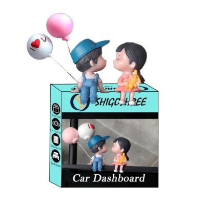 Plastic Car Dashboard Accessories Cute Cartoon Couples Action Figure Figurines Balloon Ornament Car Toys Auto Interior Dashboard Accessories Decoration. (Multi-Color), 8 cm, 4 cm