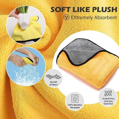 Multipurpose Microfiber Cleaning Towel Cloth 400 GSM Highly Absorbent Dust Lint Free Multi-colour Towels for All Vehicles Bike, Car, Glass Detailing, Cleaning, Washing (Pack of 5, 40 x 40 cm)