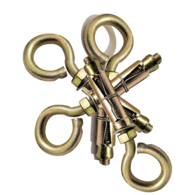 Pure Source India Brass Anchor Round Close Hook – 8mm Fasteners, Set of 8 (Gold)