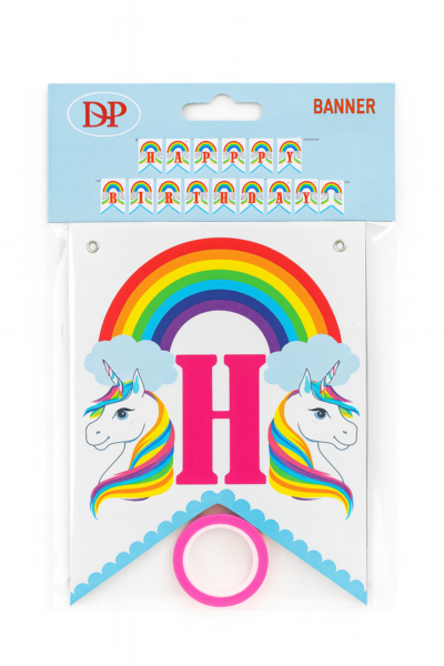 Unicorn Rainbow Happy Birthday Banner | Colorful Party Decoration | Kids’ Birthday Bunting
