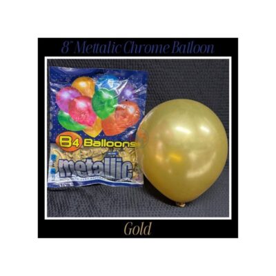 B4 Metallic Chrome Balloons, 8 Inch | Gold Color | Premium Party Decoration Balloons