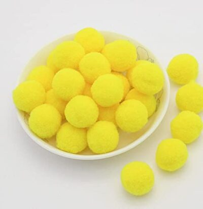 3A Feature tail Pom Pom Balls for Hobby Supplies and DIY Creative Crafts Decorations, Sewing Crafts & Jewelry Making (2CM 100 Pc, Yellow Pompom)
