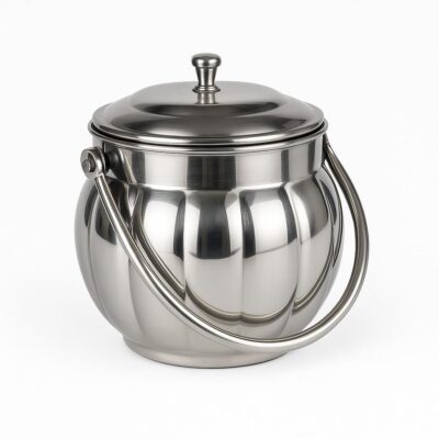 Nila Stainless Steel Milk Can / Barni / Oil Can – Heavy-Duty Storage Container with Locking Lid & Handle – 1 Litre – For Milk, Ghee, Oil, Water, Dairy & Farm Use (Silver)
