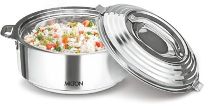 Milton Galaxia Stainless Steel Casserole with Lid – Double Walled Insulated Hot Pot – 2.5 Litre, Silver – Keeps Food Hot & Fresh for Hours