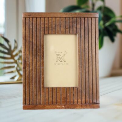 Renaissance Krafts Wooden Vertical Lines Photo Frame – 20x25 cm, Rustic Natural Finish