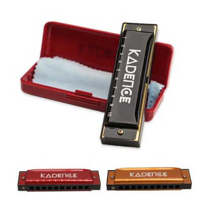 Kadence Daitonic Harmonica T104, With Learning course Key of C 10 Holes 20 tones Mouth Organ for Kids Adults and Beginners, with Hard Case (Black)
