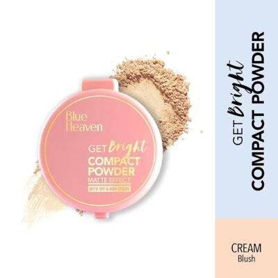 Blue Heaven Get Bright Compact Powder for Women With SPF Sun Protection, All Skin Non Sticky, Oil Free, Matte Finish Light Weight Formula, Cream,16g