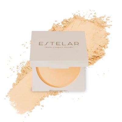 Estelar Matte Compact Powder with SPF 15 Protection, Absorbs Oil and Sweat, Long Lasting Freshness for Up to 12 Hours, Evens Tone, Non-Sticky, Non-Greasy, Confident Ivory, For All Skin Types, 8gms