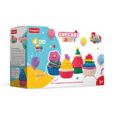 Fundough Funskool Cupcake Party, Play Set for Kid, 5 Colorful Tubs of 50g Each (250g Total), Learning, Fun & Engaging Activity, Multicolor, Gift Set for Kids, Age 3+ Years