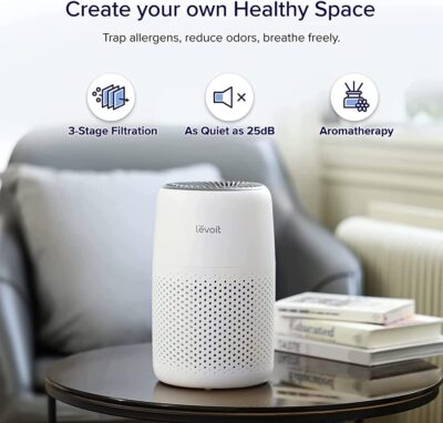 LEVOIT Core Mini Air Purifier For Coverage Area 183 Sq Ft, H13 Truehepa Filter, Remove 99.97% Dust, Smoke, & Pollen, With Fragrance Sponge, (2 Years Warranty), White
