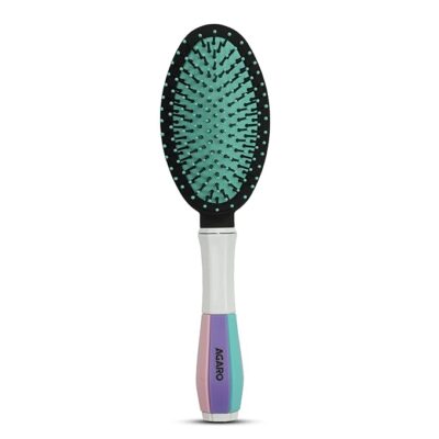 AGARO Classic Cushion Hairbrush with Strong & flexible nylon bristles, having Anti-static ball tips, for Grooming, Straightening, Detangling Hair, Ideal for Men & Women, Cyan