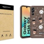 Amazon Basics 3D Coffee Silicone Back Cover for Samsung Galaxy M36 5G (Brown)
