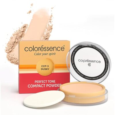 Coloressence Perfect Tone Compact Powder With Free Applicator Puff|Matte Makeup Setting Powder| Oil Control Face Powder| Lightweight| Buildable| Suitable for All Skin Types| Dusky, 70 Gm, Beige