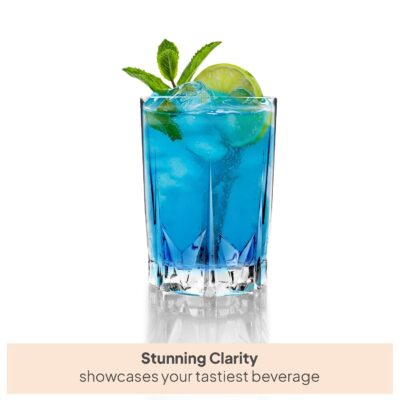 CELLO Estonia Hi-Ball Glass Tumbler Set 250 ml | Set of 6 | Tall Glasses for Juice Soda Cocktails and Cold Drinks