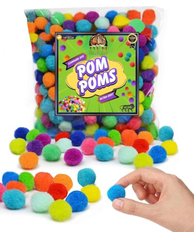 DEN DECORATION Premium Soft Fluffy Pom Pom Balls for Craft (2 cm) (Vibrant Multi, 100)