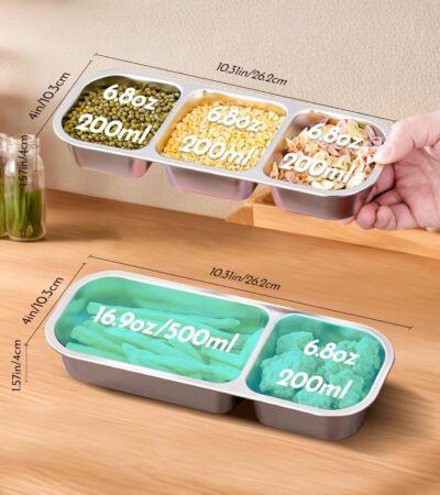 Lunch Box Combo Set for Kids & Adults | Airtight Food Storage Containers with Compartments | Reusable Bento Snack Box for Office & School (2 + 3 Compartments)