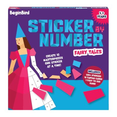 Begin Bird Sticker by Number DIY Art Activity Fairy Tales, Craft Kits & Supplies, Mess-Free Fun for Kids, Unicorns and Princesses,10 Magical Artworks, 500+ Stickers, Art & Craft Kit, Travel Toys, Gifts for Boys & Girls Ages 5, 6, 7,8,9,10,12