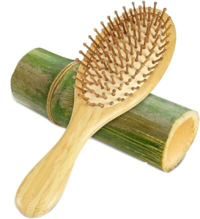 INSIME Wooden hairbrush for Women & Men – Bamboo wooden Paddle hairbrush for men women Curly hair – Bamboo Wooden brush for hair growth with flat paddle brush comb
