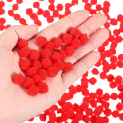 Just Flowers 200 Piece Pom Pom Balls Fluffy Pom Balls for Christmas DIY Sewing Crafts Jewelry Making (2cm) (Red)